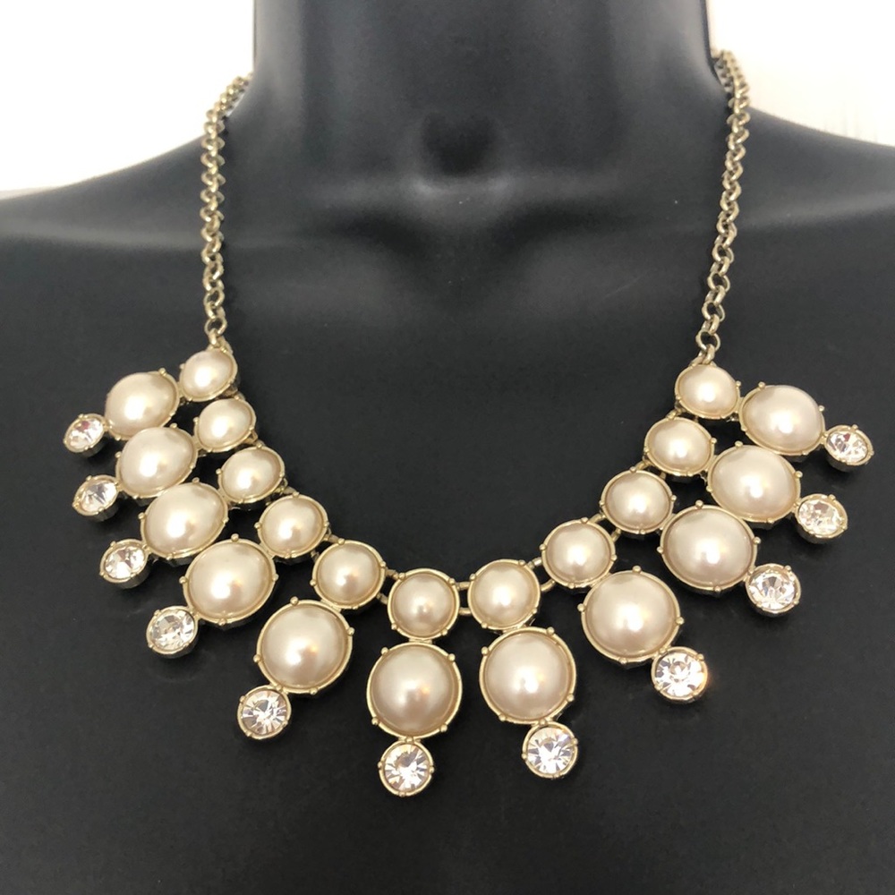 Ann Taylor 18" Pearl and Rhinestone Necklace